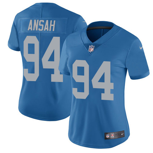 Women's Nike Detroit Lions #94 Ziggy Ansah Blue Alternate Vapor Untouchable Elite Player NFL Jersey