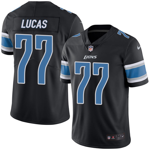 Men's Nike Detroit Lions #77 Cornelius Lucas Limited Black Rush Vapor Untouchable NFL Jersey