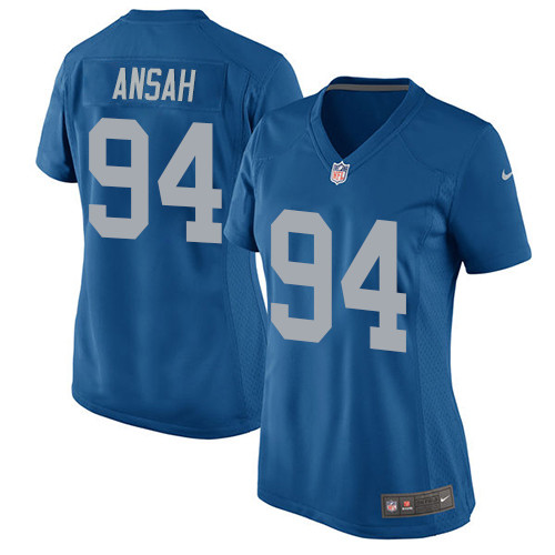 Women's Nike Detroit Lions #94 Ziggy Ansah Game Blue Alternate NFL Jersey