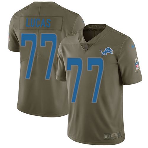 Youth Nike Detroit Lions #77 Cornelius Lucas Limited Olive 2017 Salute to Service NFL Jersey