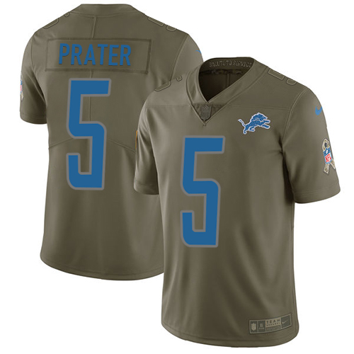 Youth Nike Detroit Lions #5 Matt Prater Limited Olive 2017 Salute to Service NFL Jersey