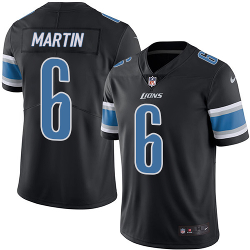 Men's Nike Detroit Lions #6 Sam Martin Limited Black Rush Vapor Untouchable NFL Jersey