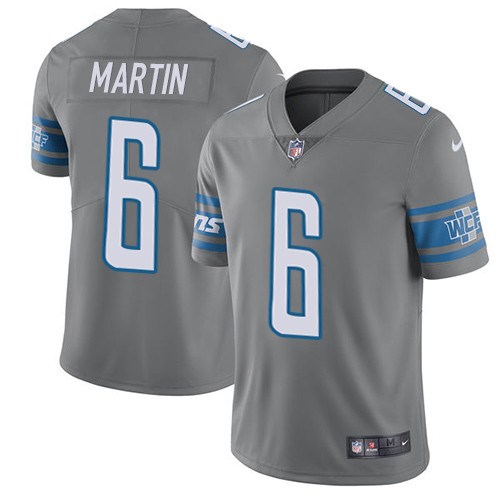 Men's Nike Detroit Lions #6 Sam Martin Elite Steel Rush Vapor Untouchable NFL Jersey