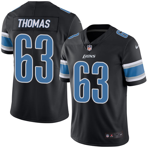 Men's Nike Detroit Lions #63 Brandon Thomas Limited Black Rush Vapor Untouchable NFL Jersey