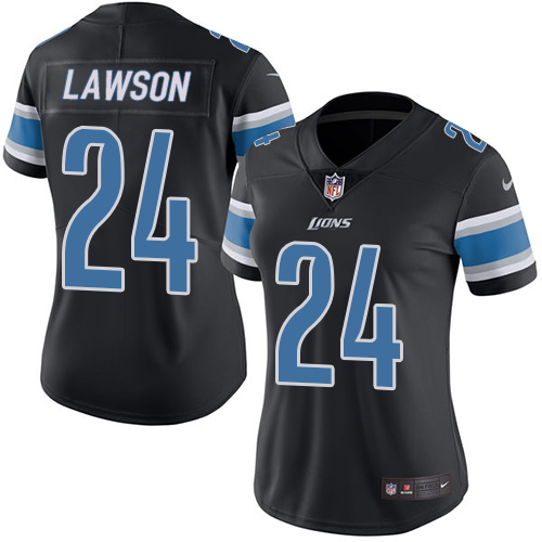 Women's Nike Detroit Lions #24 Nevin Lawson Limited Black Rush Vapor Untouchable NFL Jersey