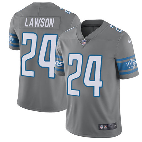 Men's Nike Detroit Lions #24 Nevin Lawson Elite Steel Rush Vapor Untouchable NFL Jersey