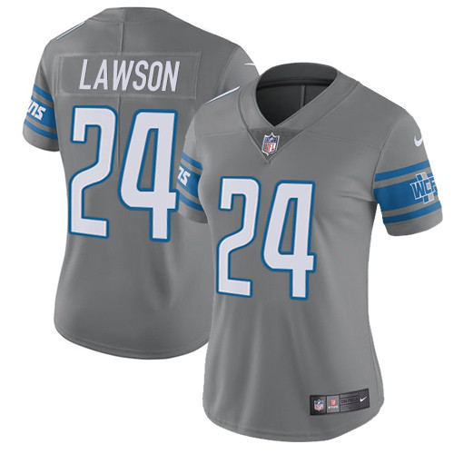 Women's Nike Detroit Lions #24 Nevin Lawson Limited Steel Rush Vapor Untouchable NFL Jersey