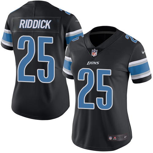 Women's Nike Detroit Lions #25 Theo Riddick Limited Black Rush Vapor Untouchable NFL Jersey