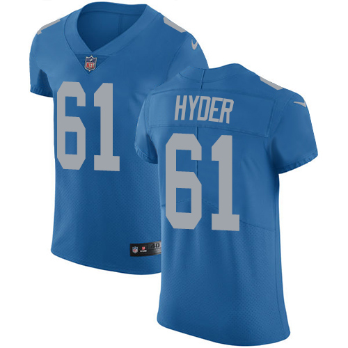 Men's Nike Detroit Lions #61 Kerry Hyder Elite Blue Alternate NFL Jersey