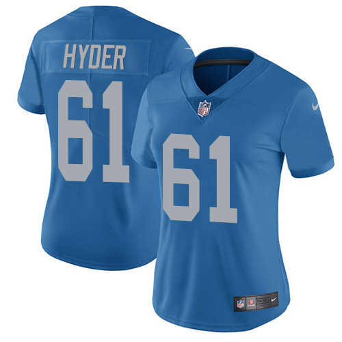 Women's Nike Detroit Lions #61 Kerry Hyder Blue Alternate Vapor Untouchable Elite Player NFL Jersey