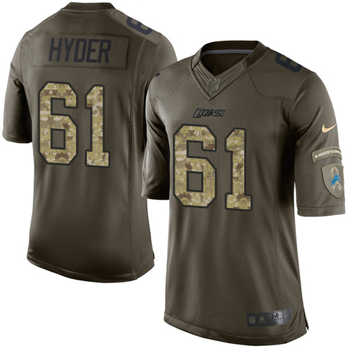 Men's Nike Detroit Lions #61 Kerry Hyder Elite Green Salute to Service NFL Jersey