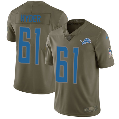 Men's Nike Detroit Lions #61 Kerry Hyder Limited Olive 2017 Salute to Service NFL Jersey