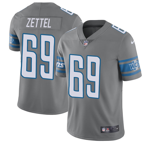 Men's Nike Detroit Lions #69 Anthony Zettel Elite Steel Rush Vapor Untouchable NFL Jersey
