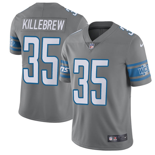 Men's Nike Detroit Lions #35 Miles Killebrew Limited Steel Rush Vapor Untouchable NFL Jersey