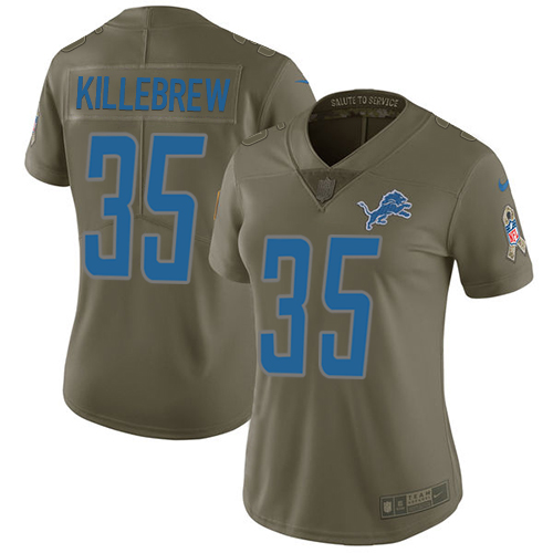 Women's Nike Detroit Lions #35 Miles Killebrew Limited Olive 2017 Salute to Service NFL Jersey