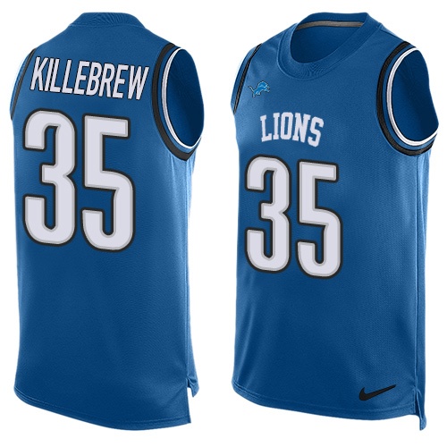 Men's Nike Detroit Lions #35 Miles Killebrew Limited Blue Player Name & Number Tank Top NFL Jersey