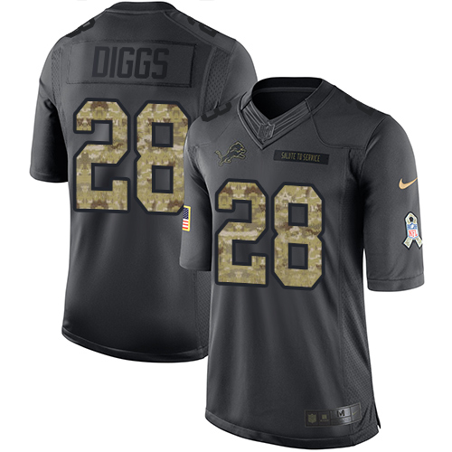 Men's Nike Detroit Lions #28 Quandre Diggs Limited Black 2016 Salute to Service NFL Jersey