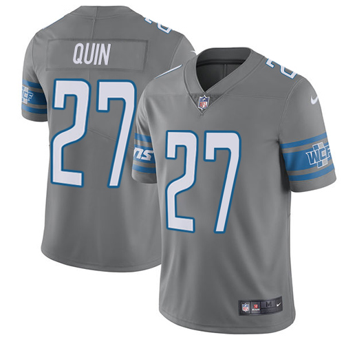 Men's Nike Detroit Lions #27 Glover Quin Elite Steel Rush Vapor Untouchable NFL Jersey