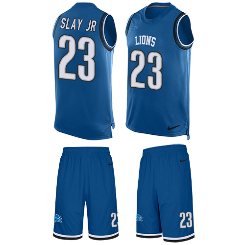 Men's Nike Detroit Lions #23 Darius Slay Limited Blue Tank Top Suit NFL Jersey