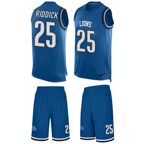 Men's Nike Detroit Lions #25 Theo Riddick Limited Blue Tank Top Suit NFL Jersey