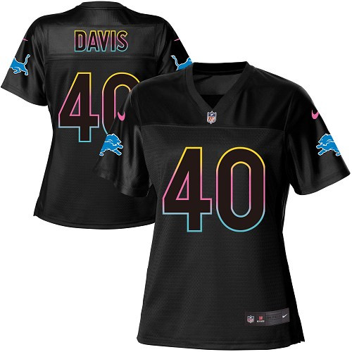 Women's Nike Detroit Lions #40 Jarrad Davis Game Black Fashion NFL Jersey