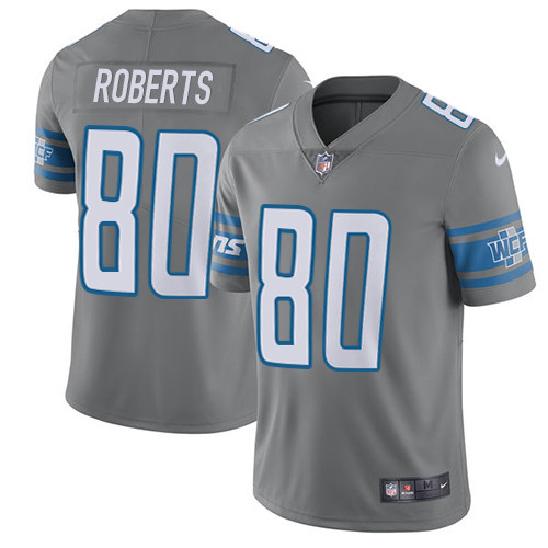 Men's Nike Detroit Lions #80 Michael Roberts Elite Steel Rush Vapor Untouchable NFL Jersey