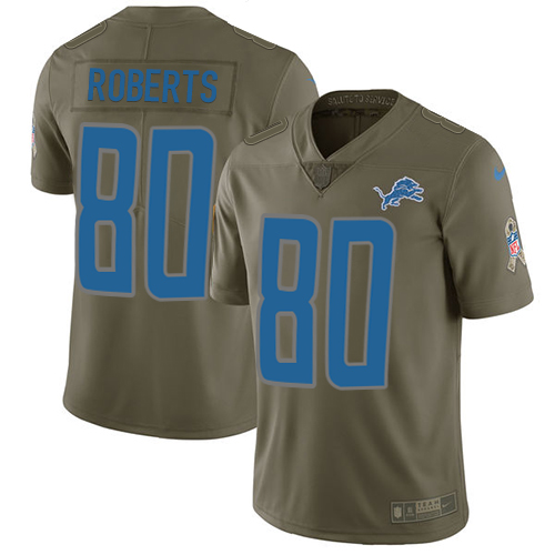 Men's Nike Detroit Lions #80 Michael Roberts Limited Olive 2017 Salute to Service NFL Jersey