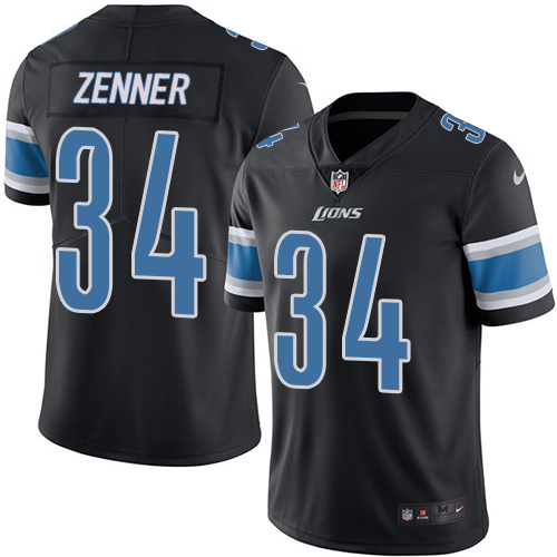 Men's Nike Detroit Lions #34 Zach Zenner Limited Black Rush Vapor Untouchable NFL Jersey