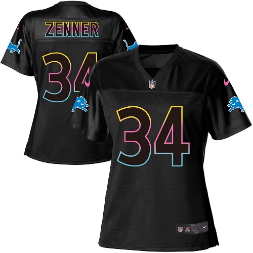 Women's Nike Detroit Lions #34 Zach Zenner Game Black Fashion NFL Jersey