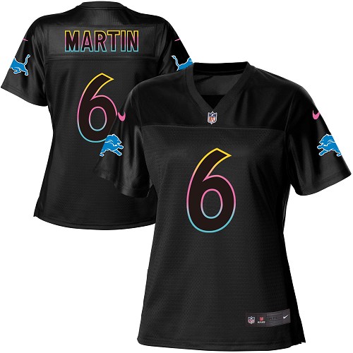 Women's Nike Detroit Lions #6 Sam Martin Game Black Fashion NFL Jersey