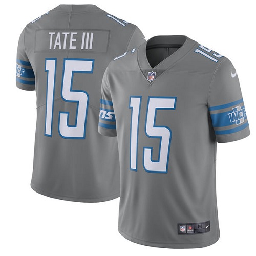 Men's Nike Detroit Lions #15 Golden Tate III Elite Steel Rush Vapor Untouchable NFL Jersey