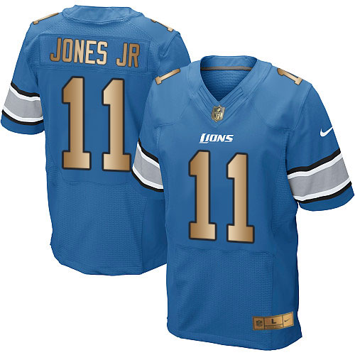 Men's Nike Detroit Lions #11 Marvin Jones Jr Elite Blue/Gold Team Color NFL Jersey