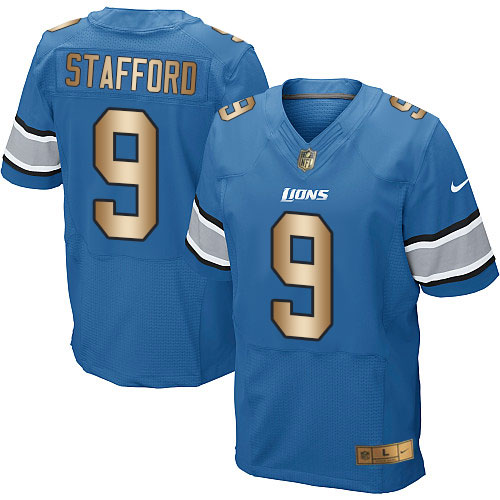 Men's Nike Detroit Lions #9 Matthew Stafford Elite Blue/Gold Team Color NFL Jersey