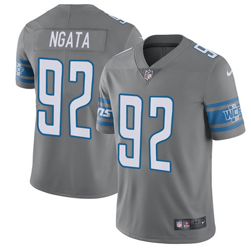 Men's Nike Detroit Lions #92 Haloti Ngata Elite Steel Rush Vapor Untouchable NFL Jersey