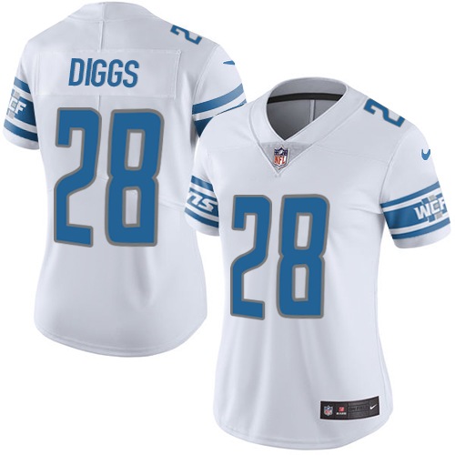 Women's Nike Detroit Lions #28 Quandre Diggs White Vapor Untouchable Elite Player NFL Jersey