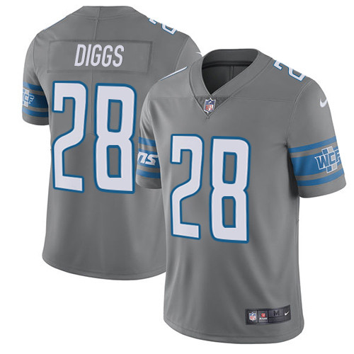 Men's Nike Detroit Lions #28 Quandre Diggs Elite Steel Rush Vapor Untouchable NFL Jersey