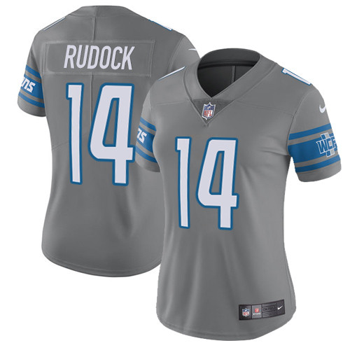 Women's Nike Detroit Lions #14 Jake Rudock Limited Steel Rush Vapor Untouchable NFL Jersey