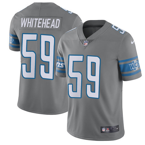 Men's Nike Detroit Lions #59 Tahir Whitehead Elite Steel Rush Vapor Untouchable NFL Jersey