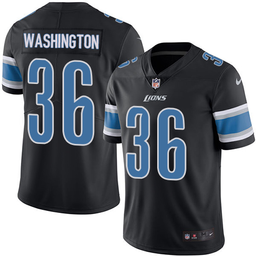 Men's Nike Detroit Lions #36 Dwayne Washington Limited Black Rush Vapor Untouchable NFL Jersey
