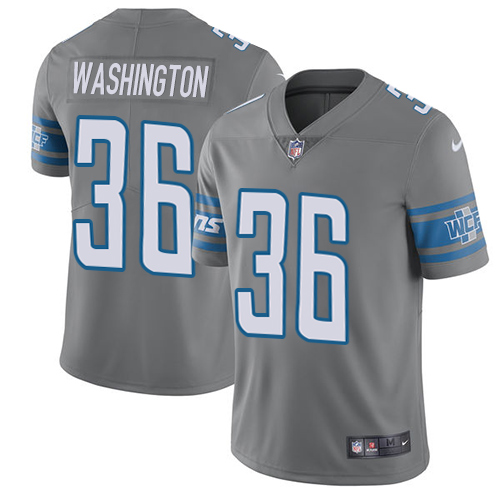 Men's Nike Detroit Lions #36 Dwayne Washington Limited Steel Rush Vapor Untouchable NFL Jersey