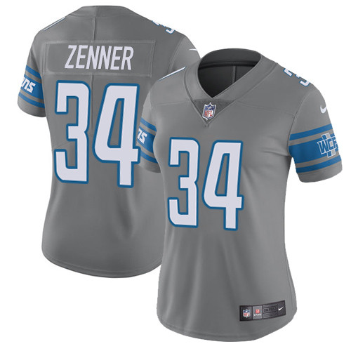 Women's Nike Detroit Lions #34 Zach Zenner Limited Steel Rush Vapor Untouchable NFL Jersey