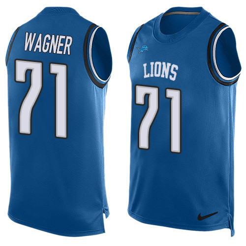 Men's Nike Detroit Lions #71 Ricky Wagner Limited Blue Player Name & Number Tank Top NFL Jersey
