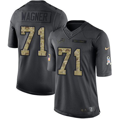 Men's Nike Detroit Lions #71 Ricky Wagner Limited Black 2016 Salute to Service NFL Jersey