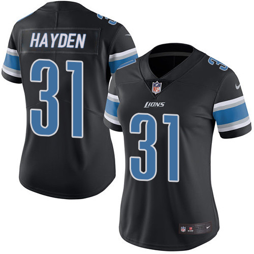 Women's Nike Detroit Lions #31 D.J. Hayden Limited Black Rush Vapor Untouchable NFL Jersey
