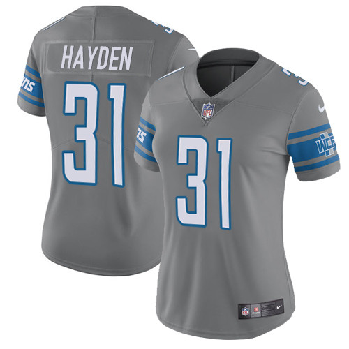 Women's Nike Detroit Lions #31 D.J. Hayden Limited Steel Rush Vapor Untouchable NFL Jersey