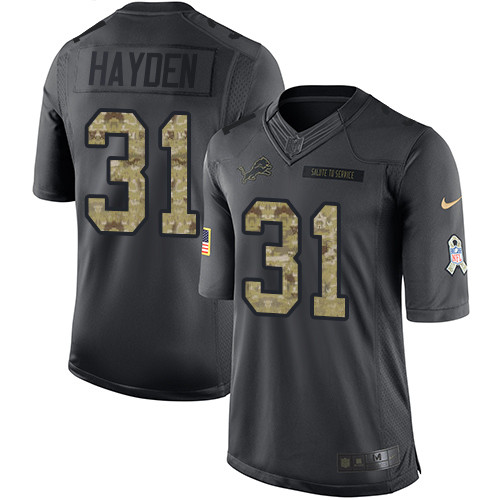 Men's Nike Detroit Lions #31 D.J. Hayden Limited Black 2016 Salute to Service NFL Jersey