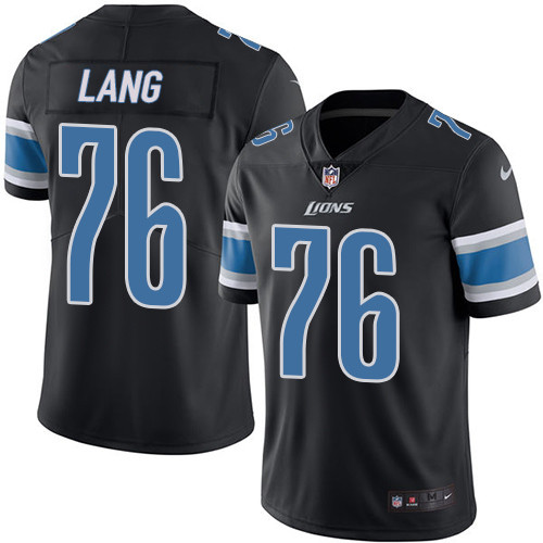 Men's Nike Detroit Lions #76 T.J. Lang Limited Black Rush Vapor Untouchable NFL Jersey
