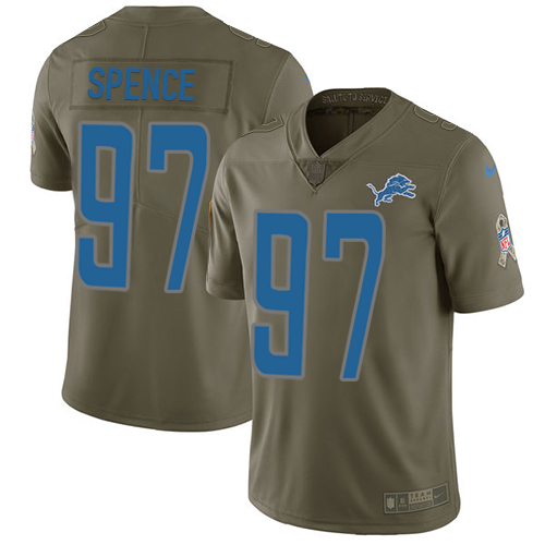 Youth Nike Detroit Lions #97 Akeem Spence Limited Olive 2017 Salute to Service NFL Jersey