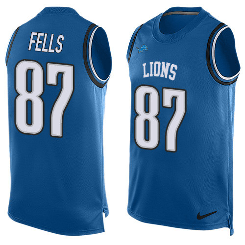 Men's Nike Detroit Lions #87 Darren Fells Limited Blue Player Name & Number Tank Top NFL Jersey