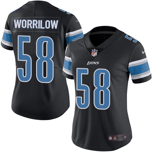 Women's Nike Detroit Lions #58 Paul Worrilow Limited Black Rush Vapor Untouchable NFL Jersey